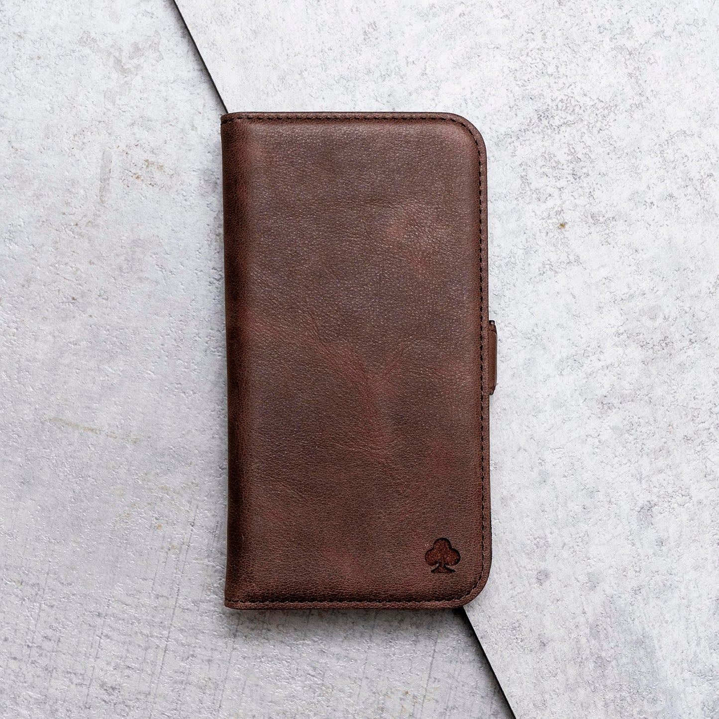 Porter Riley - Leather Case Compatible with Samsung Galaxy S26. Premium Genuine Leather Stand Case/Wallet/Cover (Chocolate Brown)