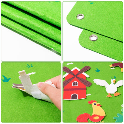WATINC Farm Animals Felt Board Set for Toddlers - 38Pcs 3.5Ft Preschool Flannel Barnyard Storytelling, Learning Toy for Classroom Homeschool
