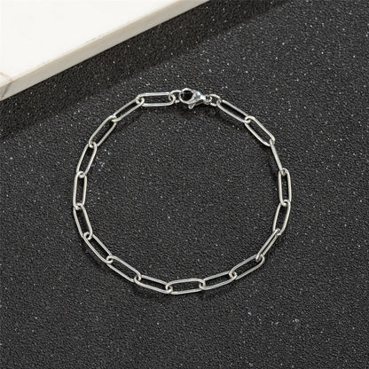 kelistom 14K Gold Filled Stainless Steel Paperclip Chain Bracelet for Women, 7.5” Rectangle Link Bracelets, Waterproof and Never Tarnish (stainless steel)