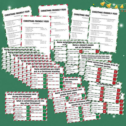 Humyoun Christmas Friendly Feud Game with 2 Answer Buzzers, Holiday Feud Cards for Family Game Night Fun Trivia Quiz for Xmas Party Office Class Groups Team Building