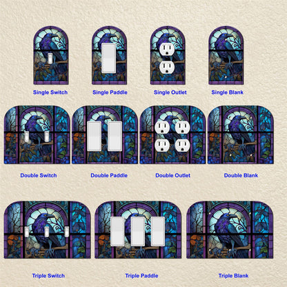 Off The Wall Plates - Stained Glass Look Crow - Single Gang Paddle Rocker