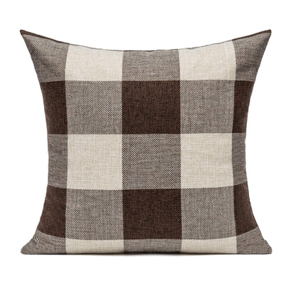 VAKADO 20x20 Inch Set of 2 Brown/Coffee Buffalo Plaids Throw Pillow Covers Retro Classic Check Cotton Linen Square Cushion Cases Farmhouse Home Decor for Couch Sofa Patio Bedroom