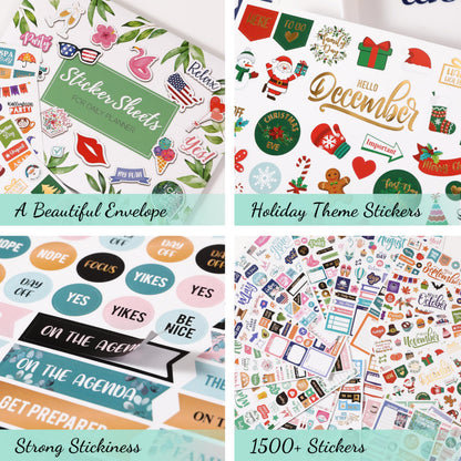 Planner Stickers - Monthly Planner Stickers and Accessories 25 Pages 1500 + Stunning Functional and Colorful Designs, Calendar Sticker Includes Festival Theme Journal Sticker