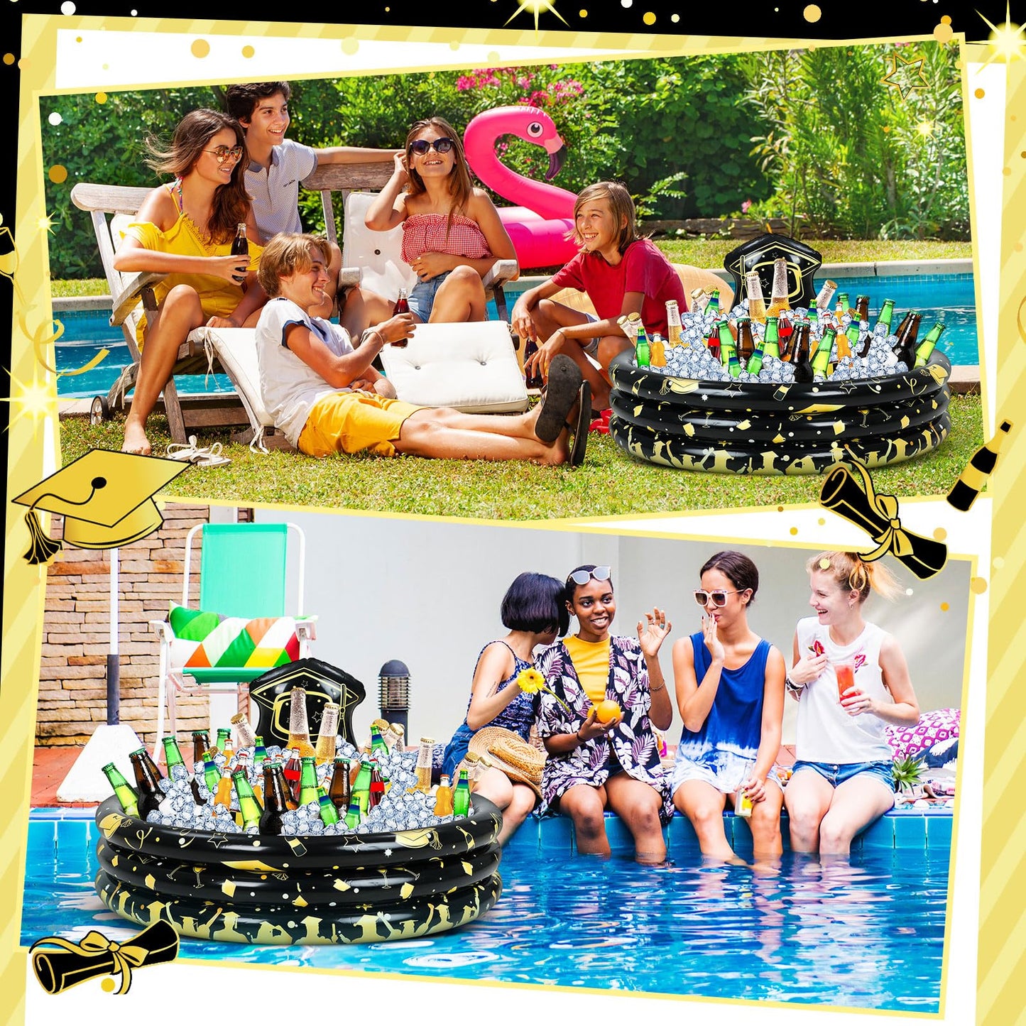 Silipull 2 Pack Graduation Inflatable Party Cooler 2026 Graduation Decorations Inflatable Drink Cooler Bar Centerpiece 14 x 29 Inch for Beverage Picnic Pool Grad Outdoor Party