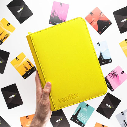 Vault X 4 Pocket Zip Binder, 160 Cards, Exo-Tec Material, 20 Side-Loading Pages (Yellow)