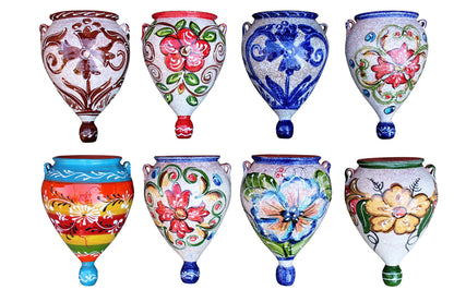 Cactus Canyon Ceramics Hand-Painted Spanish Orza Wall Flower Pot, Spanish Cafe