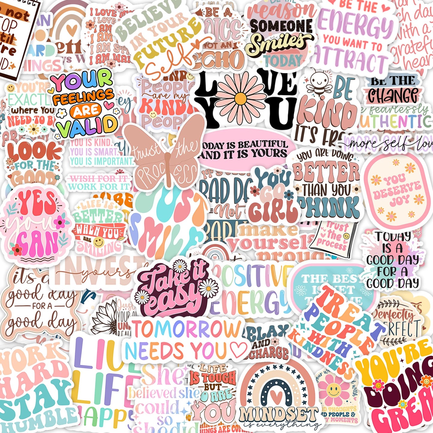 300PCS Motivational & Affirmation Stickers by Puraesla – Holographic Pack for Vision Board, Inspirational Decals for Water Bottles, Laptops, Planners, Journals, Scrapbooks & Teachers