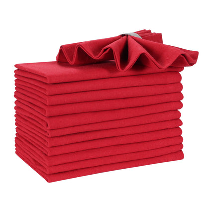 Hausattire Reusable Napkins Cloth Washable 100% Cotton 18x18 Inch Dinner Table Napkin Home Banquet Party Wedding |Mother's Day Set of 12 Cloth Napkins Decor|Red