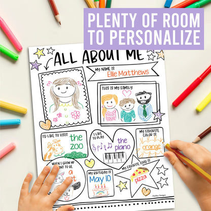 Hadley Designs All About Me Posters for Classroom Must Haves - 20 Star Student Poster, 100 Days of School Items, Star of The Week Poster Elementary Classroom Decor, End of School Year Teacher Supplies