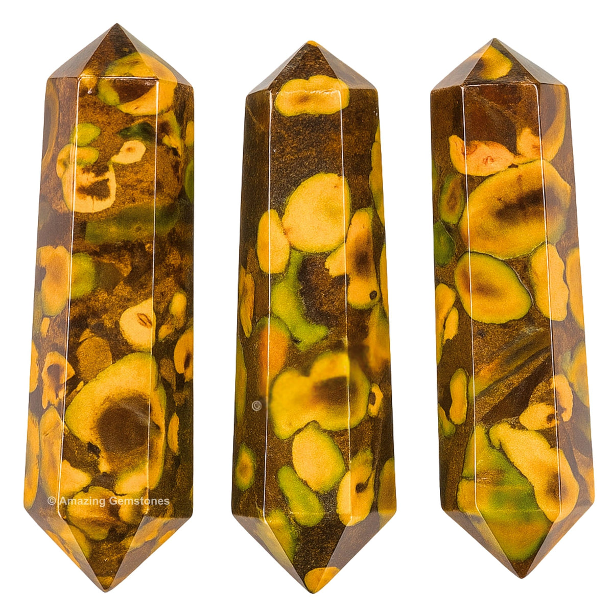 Amazing Gemstone Fruit Jasper Crystal Points Bulk Healing Crystals - Pack of 3 Double Terminated Healing Wand Point Bulk Crystals for Crafts,Crystal Grid,DIY Work - Premium Crystals - Beginners Gift