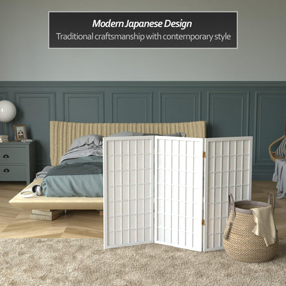 3 ft. Short Window Pane Shoji Screen - White - 3 Panels
