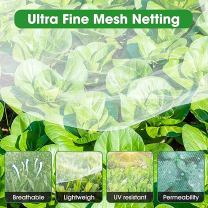 2Pcs Mosquito Netting, 6.5'x10' Insect Bird Mesh Garden Netting Pest Barrier, Garden Plant Net Protect Seedling Fruits from Birds Bugs, Plant Tree Cover for Crop Growth Protection