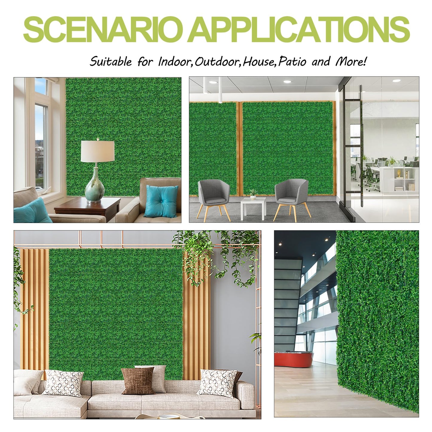 AOKIE 20"X20" Artificial Grass Wall, 24Pcs Boxwood Hedge Wall Panels UV-Anti Grass Backdrop Wall Decor, Greenery Privacy Hedge Screen for Indoor Outdoor Patio Balcony, Party Garden Fence Decor