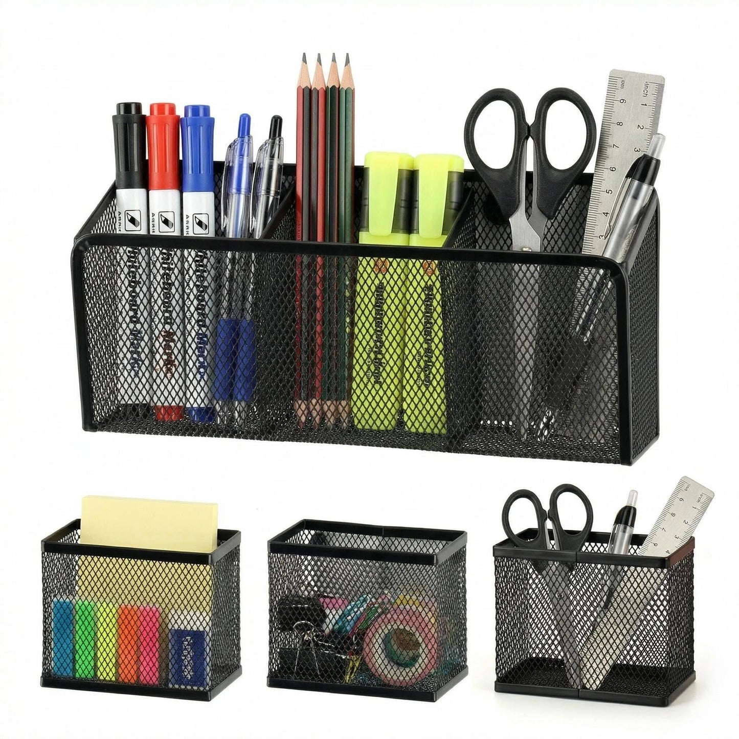 Neudeco Magnetic Pencil Holder, Black, Pack of 4
