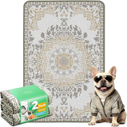 FXW Washable Pee Pads for Dogs, Puppy Pads with Super Absorbent, Specifically Designed for 36inch Cages, 23" x 35" Rectangle, Boho, 2 Packs