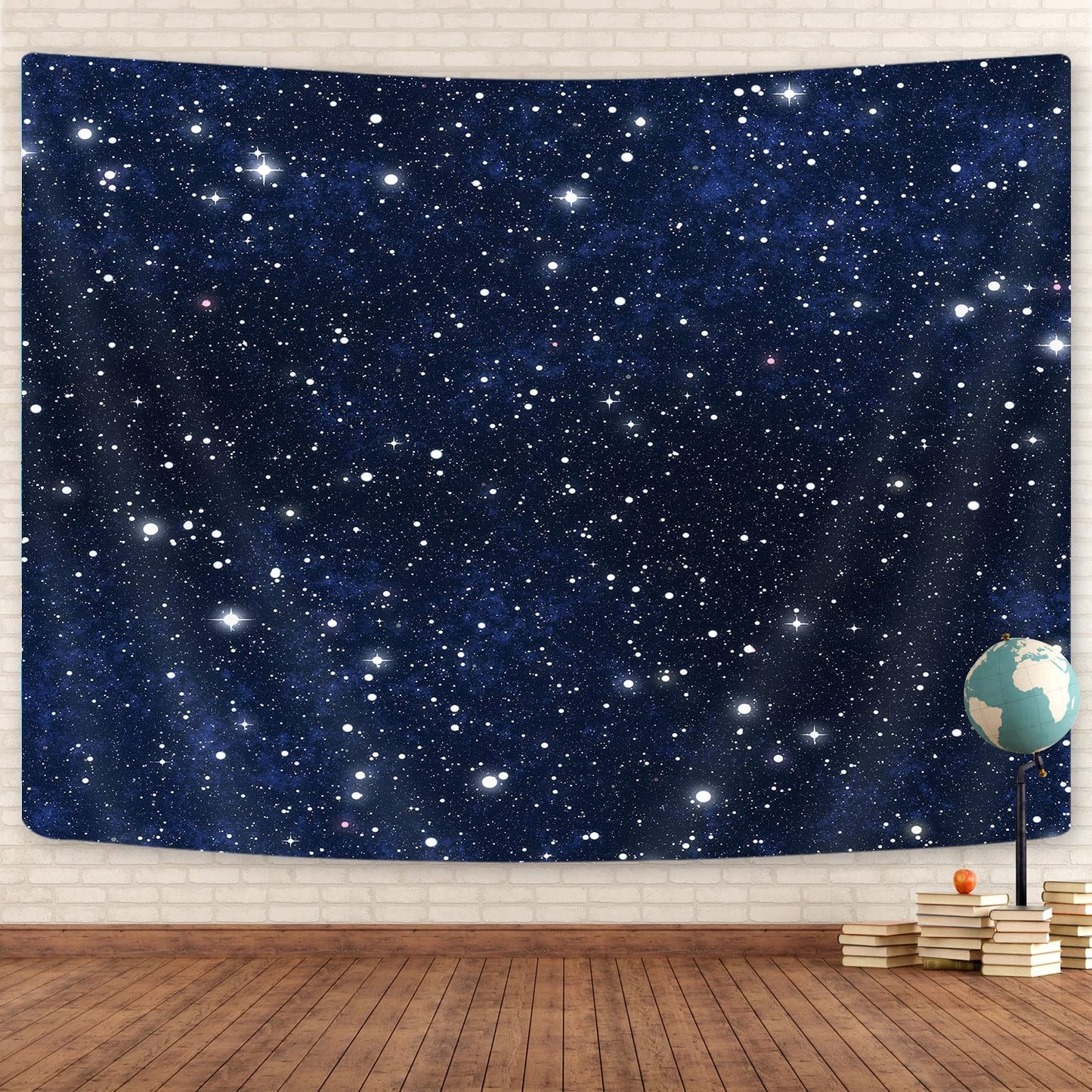 GOAOK Outer Space Galaxy Tapestry, Dark Blue Starry Night Sky Stars Moon Ceiling Tapestries, 60"X40"Inch Fantasy Cosmic Universe Celestial Small Tapestry Wall Hanging for Bedroom Room Dorm