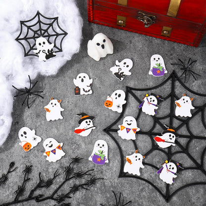 Whaline 160Pcs Halloween Foam Stickers 8 Designs Funny Ghost Self-Adhesive Decals for Home Party DIY Crafts Supplies