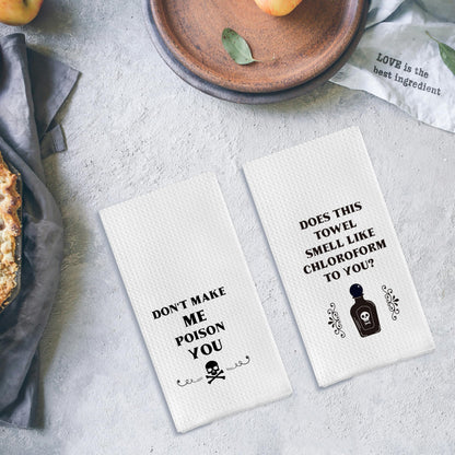 Qpenm Funny Kitchen Towels - Set of 2, Dish Towels with Saying, Tea Towels, Kitchen Decor, Housewarming Gifts, Black