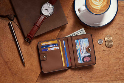 Toughergun Women’s Small Slim Leather Wallet with RFID Protection, Compact Bifold Mini Purse with Clear ID Window