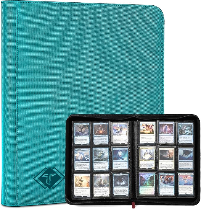 Trading Card Binder, Card Binder Album Folder Book Fit for MTG Baseball Football Sports Cards, Easy to Use Card Collection Binder (Teal, 432 Pockets)