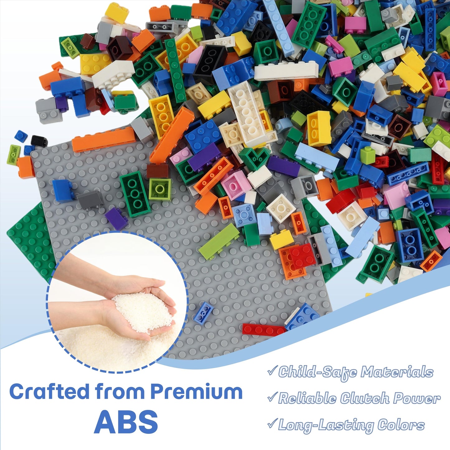 PUZSNAP 1500 PCS Building Blocks Set, with 2 Baseplates (7.5" × 7.5") , STEM Educational Toys for School and Home, Imaginative Gift for Kids, 16 Colors