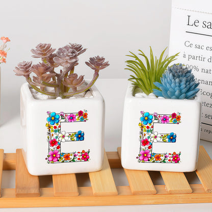 BJDAMAI Succulent Planter Flower Plant Pot Small, Christmas Valentines Day Mothers Day Easter Halloween Family Weekend Return Gifts (Letter E)