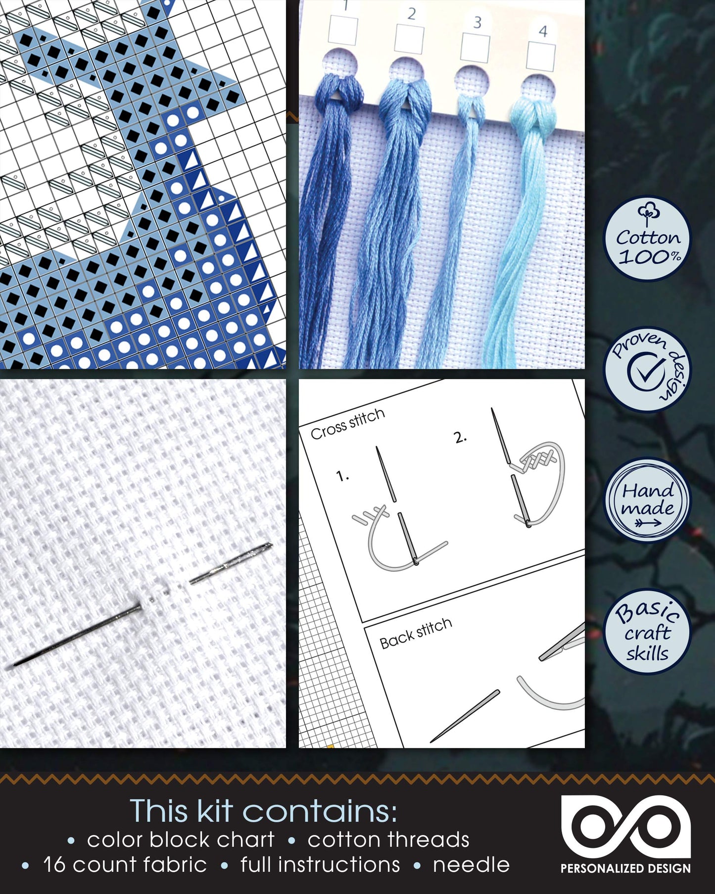 Personalized.Design Cross Stitch Kit for Beginners “Always” - Deathly Hallows DIY Embroidery Bookmark