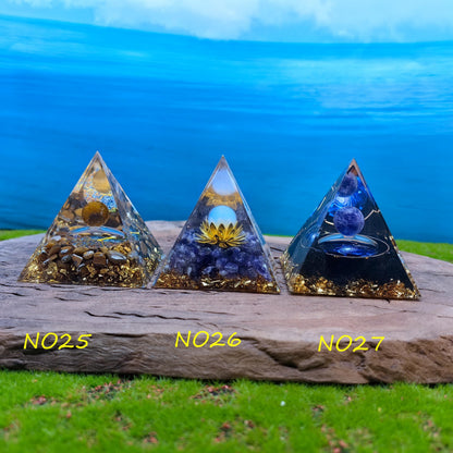 Healing Crystals Orgone Pyramid for Positive Energy, Stress Reduction, and Attracting Wealth and Luck Reduce Stress and Promote Healing with this Crystal Pyramid Home Decor (NO3,6cm)