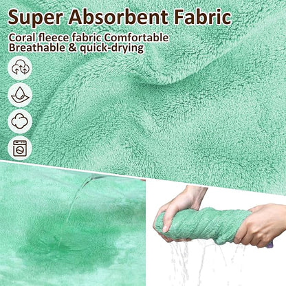 Soft Dog Bathrobe Fast Drying Dog Coat, Super Absorbent Dog Towels for After Bath, Microfiber Pet Robe Adjustable Collar & Belly Warm Keeping Dogs Coat for Pet Dogs & Cats (Green, Large)