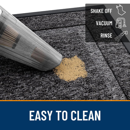 OLANLY Front Door Mat Indoor Outdoor Entrance, Waterproof All-Season, All-Weather Doormat, Sturdy Natural Rubber, Low Profile, Easy Clean Patio Porch Entryway Mat, 29.5x17, Black and White