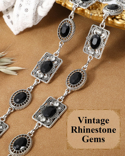 JKEEMI Women Western Concho Chain Belt Vintage Rhinestone Gems Boho Metal Waist Chain Jeans Dress Daily Concert Halloween
