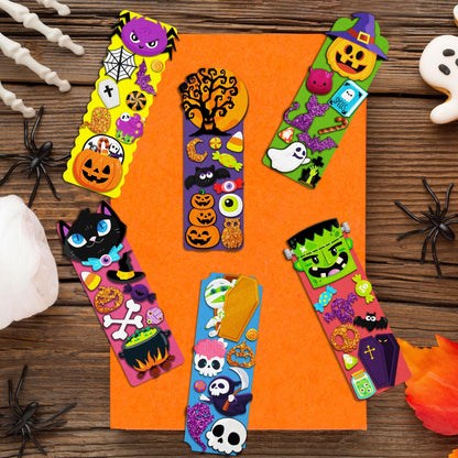 80UncleKimby 40 Sets Halloween Bookmark DIY Craft Kit with Stickers Accessories for Party Activities Craft Projects Gifts