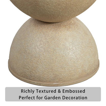 Casaphoria 2-Pack 23" Tall Planters for Outdoor Plants, 16" Large Plastic Flower Pots with Drainage, Lightweight Antique Shape Planters for Front Porch, Patio, Deck (Beige)