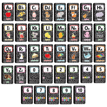 Composition Alphabet Bulletin Board Set ABC Alphabet Poster Classroom Decor Composition Letters 0-10 Numbers Bulletin Board Educational learning posters for School Office Home Chalkboard Wall Decor