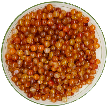 WHNKFB 6mm 100PCS Natural Red Agate Round Beads, Banded Loose Gemstone Beads for Jewelry Making Craft - 4mm 6mm 8mm 10mm Options with Free Elastic Cord