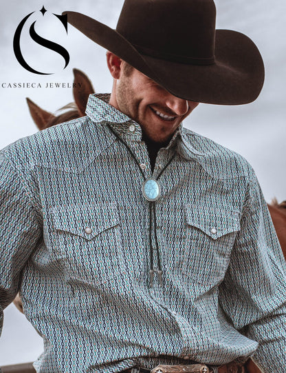 CASSIECA 4Pcs Handmade Bolo Tie for Men Western Cowboy Leather Necktie Halloween Costume Accessories for Men Women