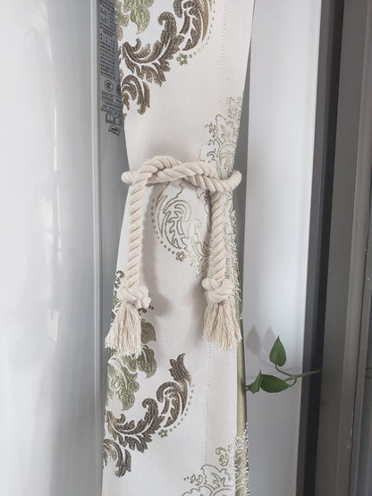 Yteseery 8 Pack Curtain Ties, Outdoor Curtain Tiebacks, Natural Cotton Curtain Holders, Village Rural Rustic Curtain Holdbacks, Nautical Curtain TieBacks Rope for Patio Drapery Pergola Drapes, Beige