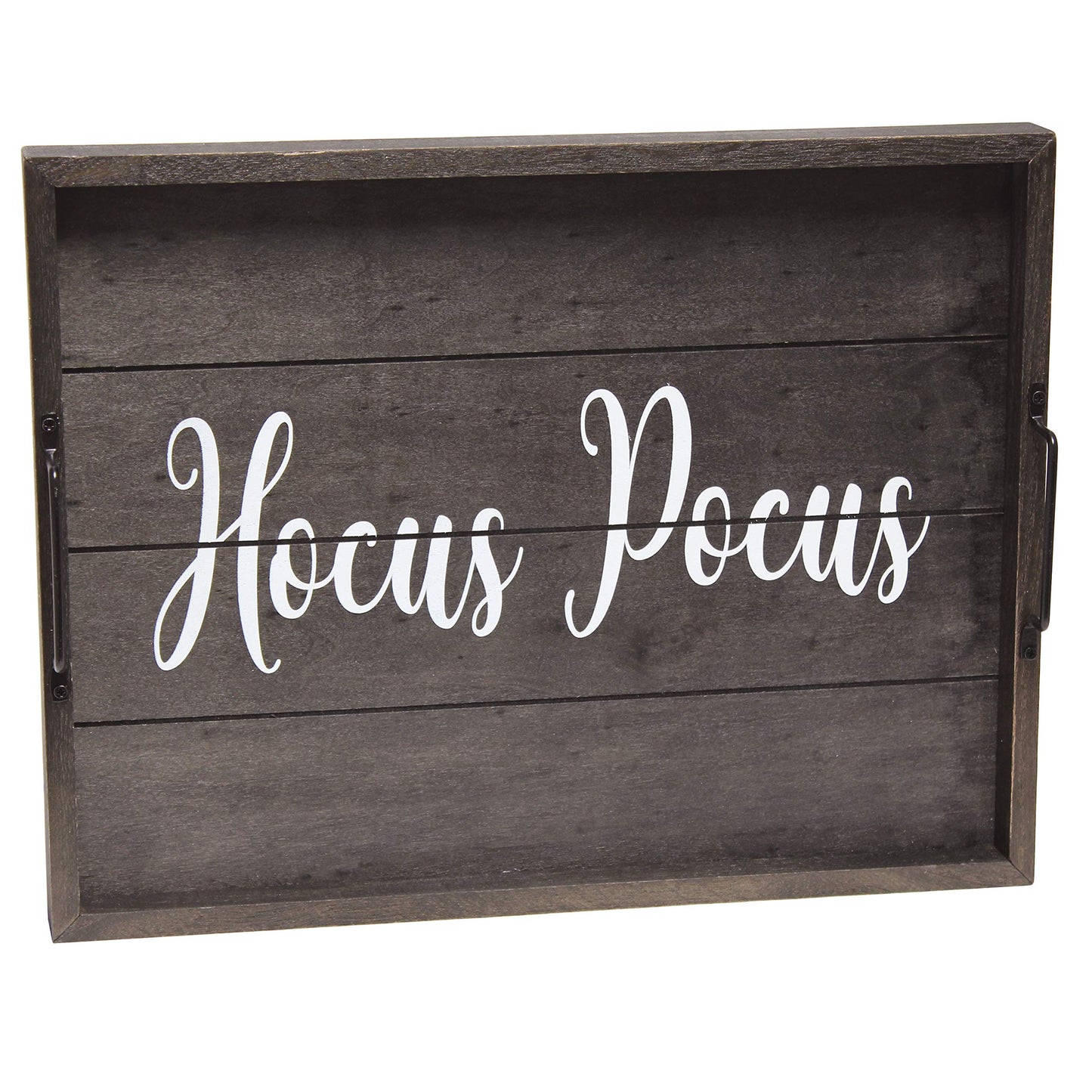 Elegant Designs HG2000-KHP Halloween Witch Decorative Wood Serving Tray w/Handles, 15.50" x 12", Black Wash Hocus Pocus