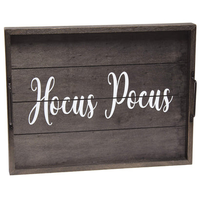 Elegant Designs HG2000-KHP Halloween Witch Decorative Wood Serving Tray w/Handles, 15.50" x 12", Black Wash Hocus Pocus