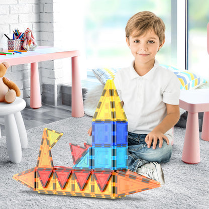 PicassoTiles 60 Piece Set 60pcs Magnet Building Tiles Clear Magnetic 3D Blocks Construction Playboards - Creativity Beyond Imagination, Inspirational, Recreational, Educational, Conventional