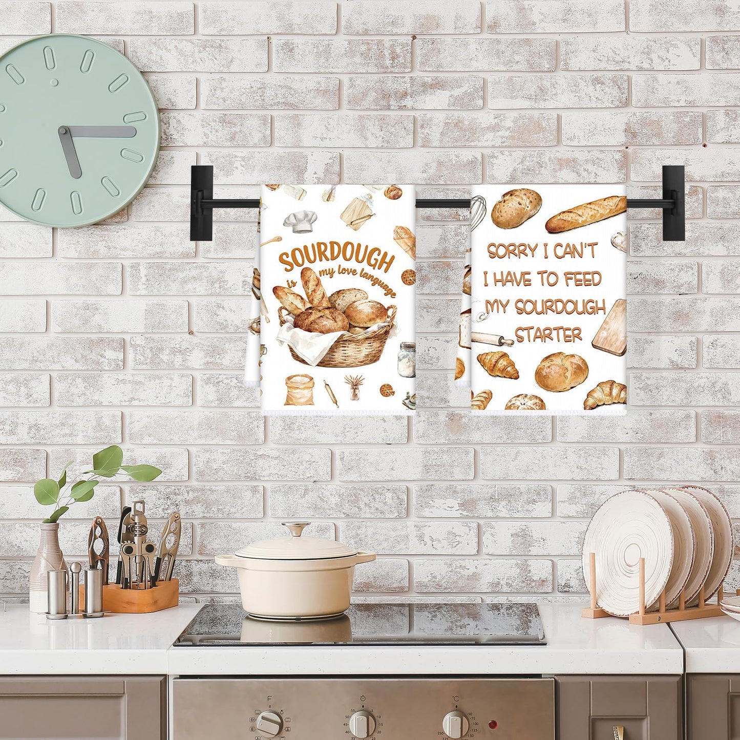 InIsaJace Funny Sourdough Kitchen Towels, Decorative Bread Dish Towels Gifts Set of 6 Absorbent, Reusable Hand Towels Gifts for Baking Lover Housewarming Home Decor