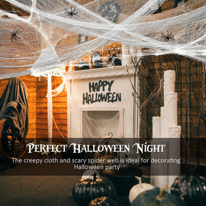 Tatuo 4 Pack Halloween Creepy Cloth 31 x 87 Inch with 2 Stretch Spider Web Spooky Scary Creepy Gauze Cloth for Halloween Party Supplies Home Wall Doorway Outdoor Yard Decor(White)