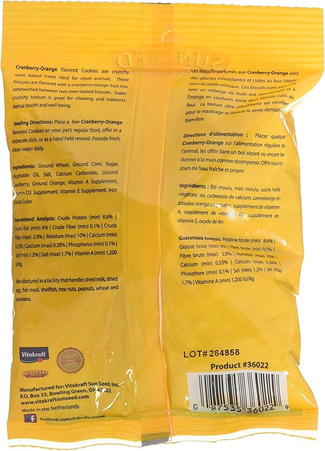 Sunseed Company 36022 Cranberry-Orange Animalovens Small Animal Treat, 4 Oz (Pack of 4)