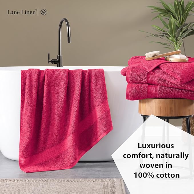 LANE LINEN Luxury 100% Ring Spun Cotton Large Bath Towels Set of 4