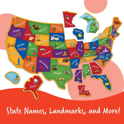 Learning Resources Magnetic U.S. Map Puzzle - Educational Map of the United States of America, Geography Matching Games, Kids Homeschool and Classroom Must Haves, Gifts for Boys and Girls