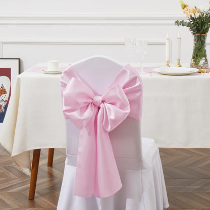 Counfeisly 50 Pcs Pink Satin Chair Sashes Bows Universal Chair Cover for Wedding Reception Events Banquets Party, Hotel Event Decorations, 6 x 108 inch