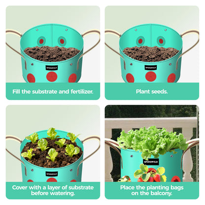 SPONDWILD 7 Pack 5 Gallon Grow Bags Heavy Duty 180G Thickened PE Plant Pots with 8 Breathable Holes