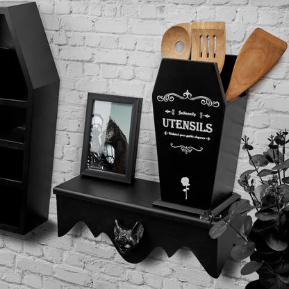 Gothvanity Gothic Bat Floating Shelves 2 Pack - Black Spooky Dark Aesthetic Wall Mounted Storage, Wooden Home Decor for Bedroom Kitchen Bathroom Office