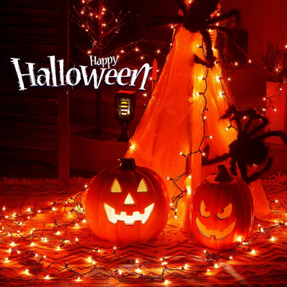 Hopolon Orange Halloween Lights, 2PACK 13ft 50 Orange Lights String,120V Fall String Light, Plug in Green Wire Fall Light Waterproof for Spooky Thanksgiving Party Decor(2pcs)
