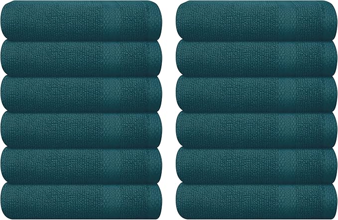 GLAMBURG Ultra Soft 12-Piece Washcloths Set 13x13-100% Ringspun Cotton